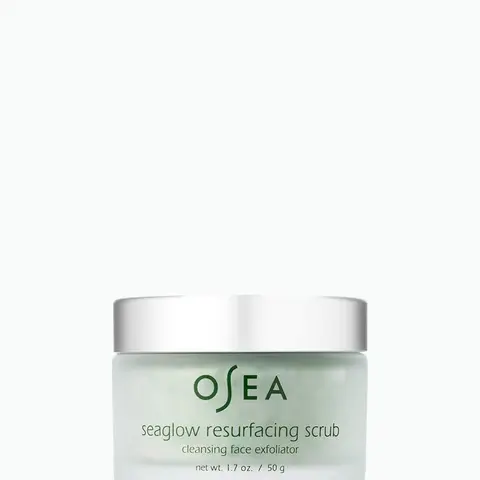 OSEA Seaglow Resurfacing Scrub | Exfoliating Face Scrub with Flower Acids, Blue-Green Algae + Volcanic Sand for Glowing Skin, 1.7 oz