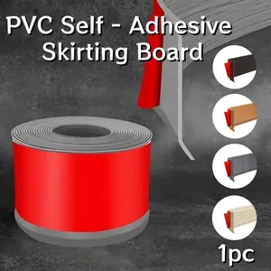 8CmX1Meters 1Pc Soft PVC Self - Adhesive Flexible Skirting Board, PVC Wood Grain Skirting Board, Easy - to - Clean, Perfect Edges Guard For Tile Window Sills Floors