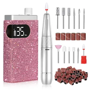 Professional Electric Nail Drill 35000 RPM,Rechargeable Cordless Nail E File for Acrylic Nails Gel Polishing Removing,Efile Nail Kit for Manicure Salon,Pink