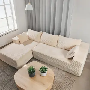[2 Packs Shipped] [5 Free Pillows] 110-inch Corduroy L-Shaped sectional Sofa Chaise, Memory Foam Sofa Without Assembly, with Storage Function, Cloud Modular Sofa, Suitable for Living Room use