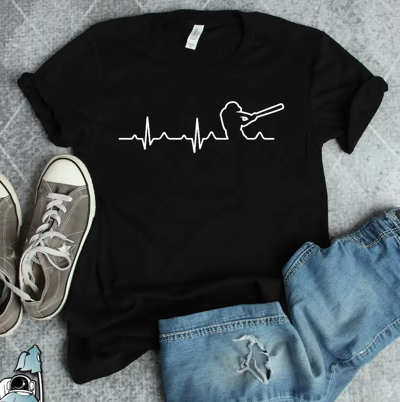 Baseball Player Heartbeat Shirt, Baseball Shirts, Baseball Gifts, Baseball Team Shirts, Baseball Coach TShirt, Baseball Art