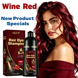 ALVP 2026 Shampoo 5 In 1 Herbal Wine Red ColorShampoo For Women & Men Covers 100% Grays LongLasting Nourishes Scalp Ginseng Haircare outdoorfun