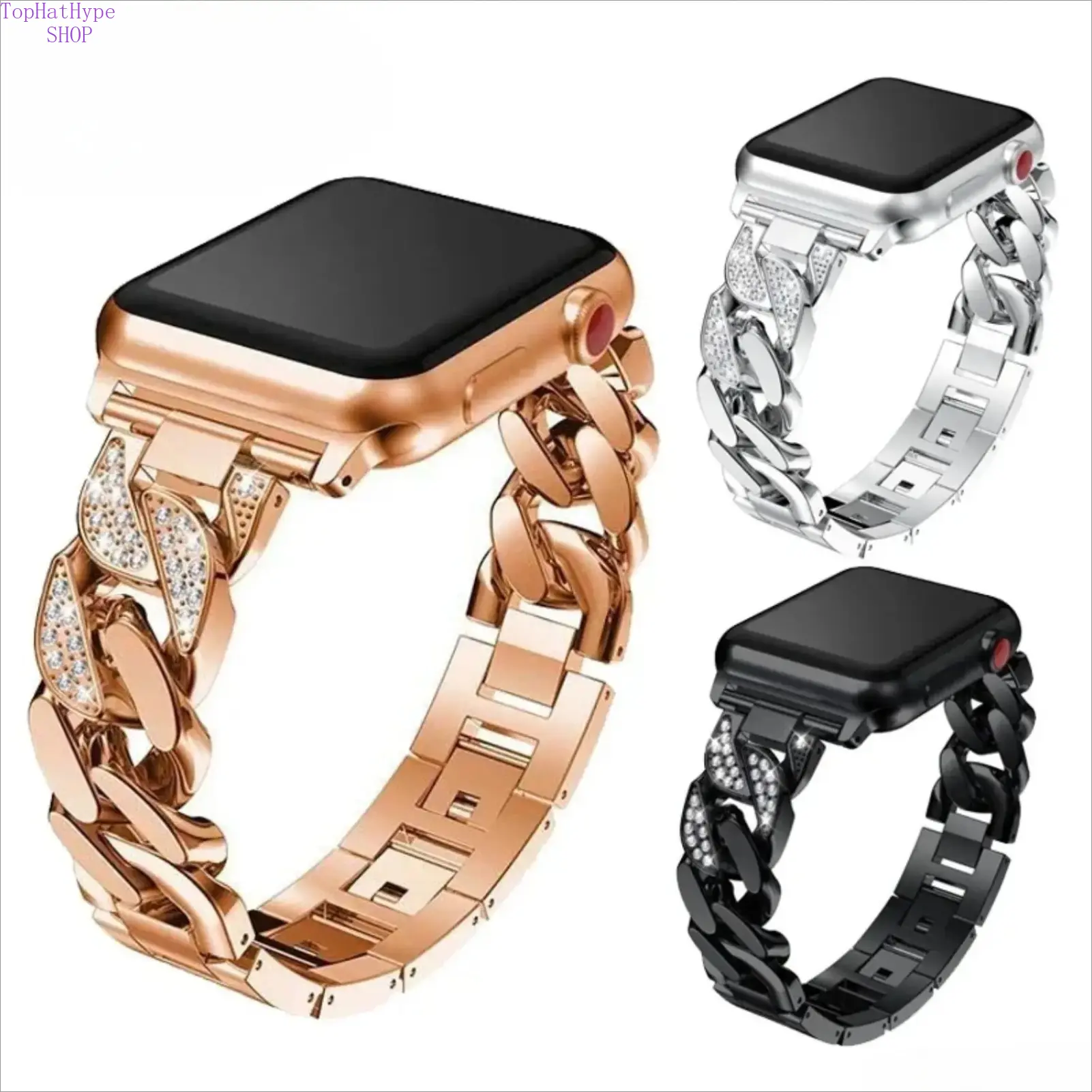 For Apple Watch Band Ultra 2 49mm 45mm 41mm 42mm 38mm 40mm 44mm Link Bracelet Corre iWatch series 9 8 7 6 5 4 se Diamond Strap