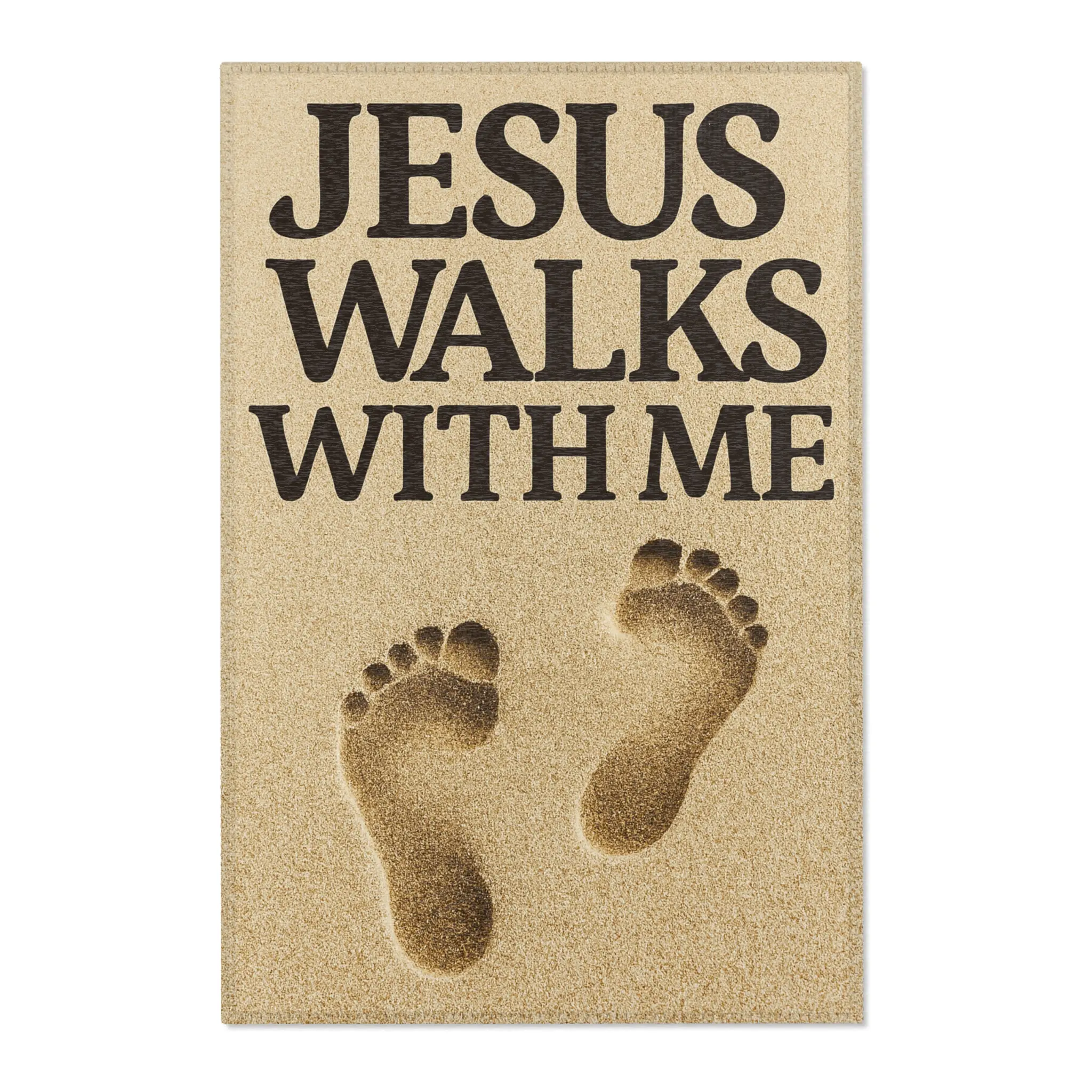 Inspirational Area Rug - 'Jesus Walks With Me' Design, Faith Decor, Christian Home, Living Room Accent, Motivational Gift