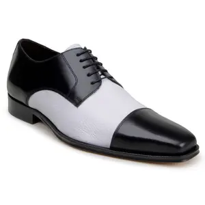Belvedere Alexander Black & White Italian Leather Cap Toe Dress Shoe