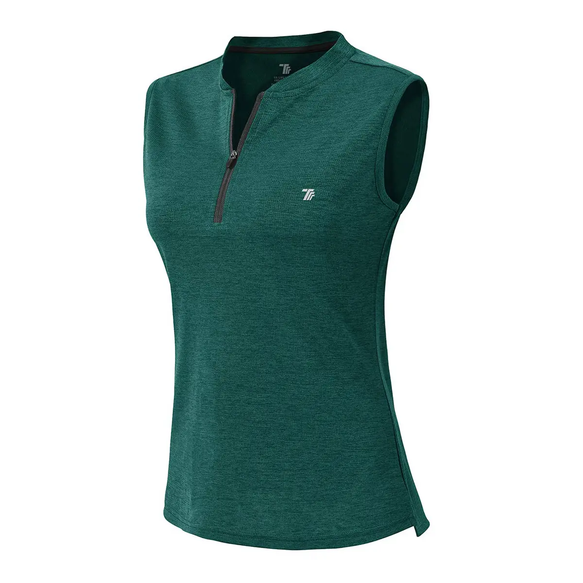 YSENTO Women's Dry Fit Tennis Golf Shirts 1/4 Zip Sleeveless Collarless UPF 50+ Yoga Gym Workout Tops Shirts