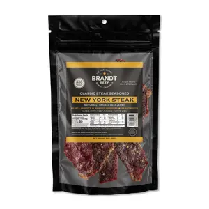 Brandt Beef New York Steak Jerky - USA-Raised Striploin for Carnivore Diet, Whole Muscle, Natural Ingredient, High Protein Snack