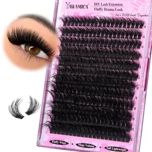 Lash Clusters Thick 200D Volume Eyelash Clusters 14-20mm Wispy Individual Lashes D Curly Cluster Eyelash Extensions 240pcs DIY Lash Extension for Beginners Makeup Cosmetic