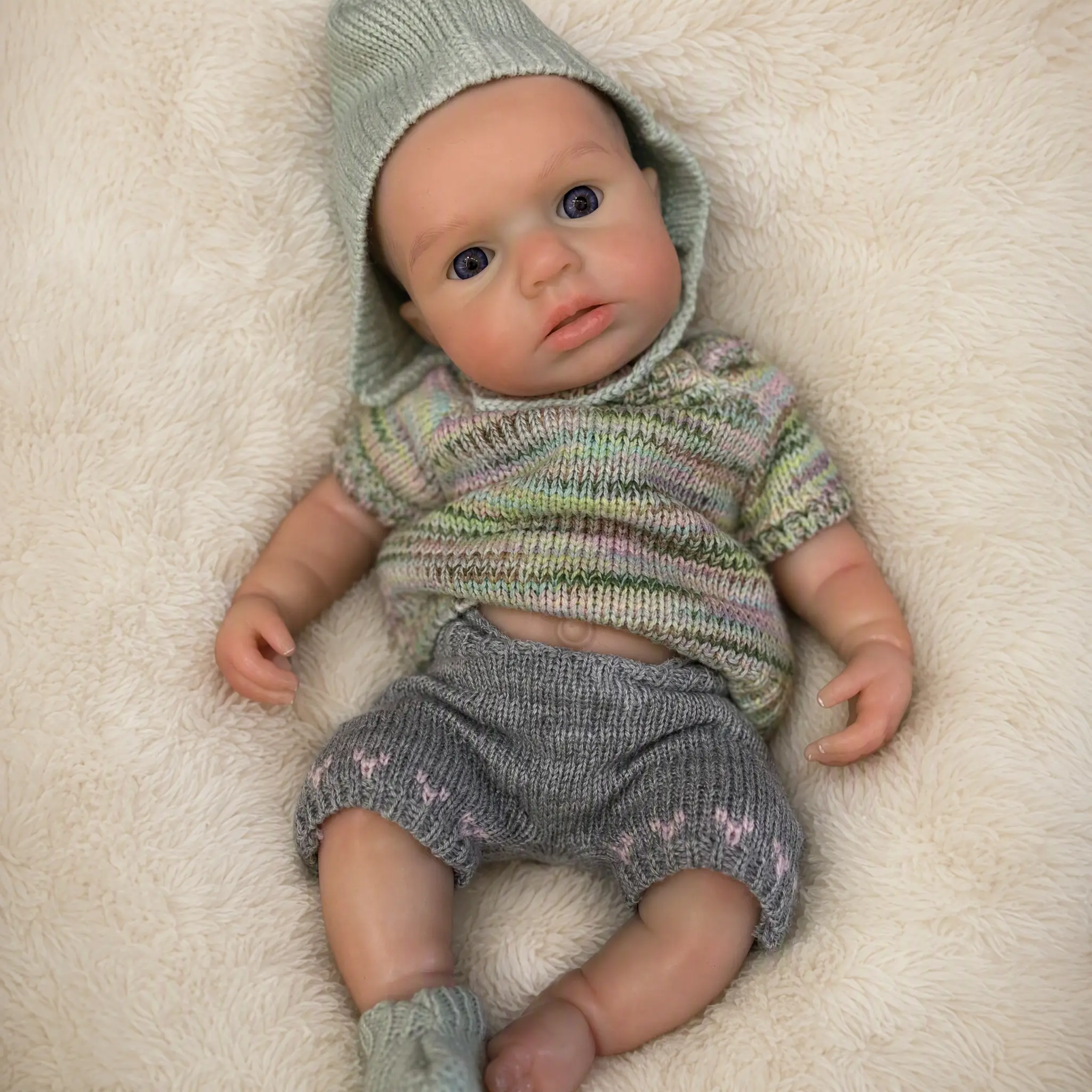 13 Inch Reborn Baby Doll Open Mouth for Pacifier, Full Body Solid Silicone Lifelike Newborn Girl, 3D Painted Skin Bald Realistic Soft Doll, Handmade Waterproof Flexible Toy Gift for Children & Collectors - Soft Dolls, Baby Dolls