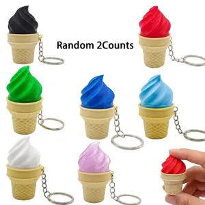 2counts 3D Printing Ice Cream Clicker Fidget Toy Keychain, Satisfying Mechanical Switch Sensory Toy, Stress Relief Gift for Teens & Adults, Keychain Surprise Collectibles