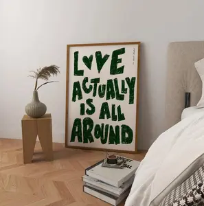 Love Actually is All Around Art Print Poster, Heart Valentine Trendy Retro Love Heart Illustration, Mid Century Print, Modern Kitchen Art