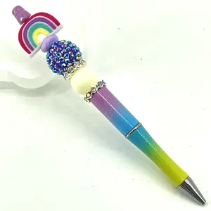 Rainbow pen handmade NEW bling rhinestone silver lavender blue green yellow