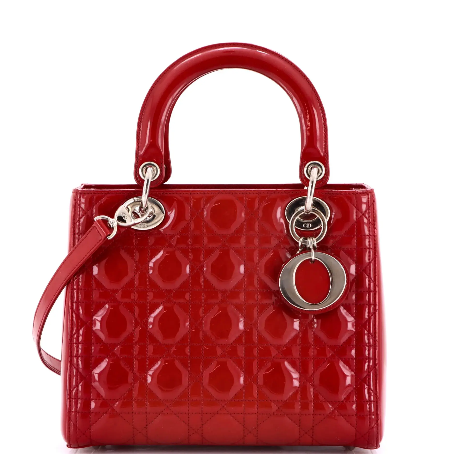Pre-owned Dior Patent Leather Top Handle Bags Christian Lady Bag Cannage Quilt Patent Medium by Rebag