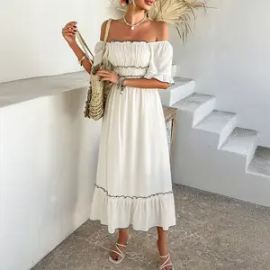 New for Summer 2025! Bohemian Leisure Vacation Contrasting Color Dress Casual Womenswear tropical vacation woman clothes