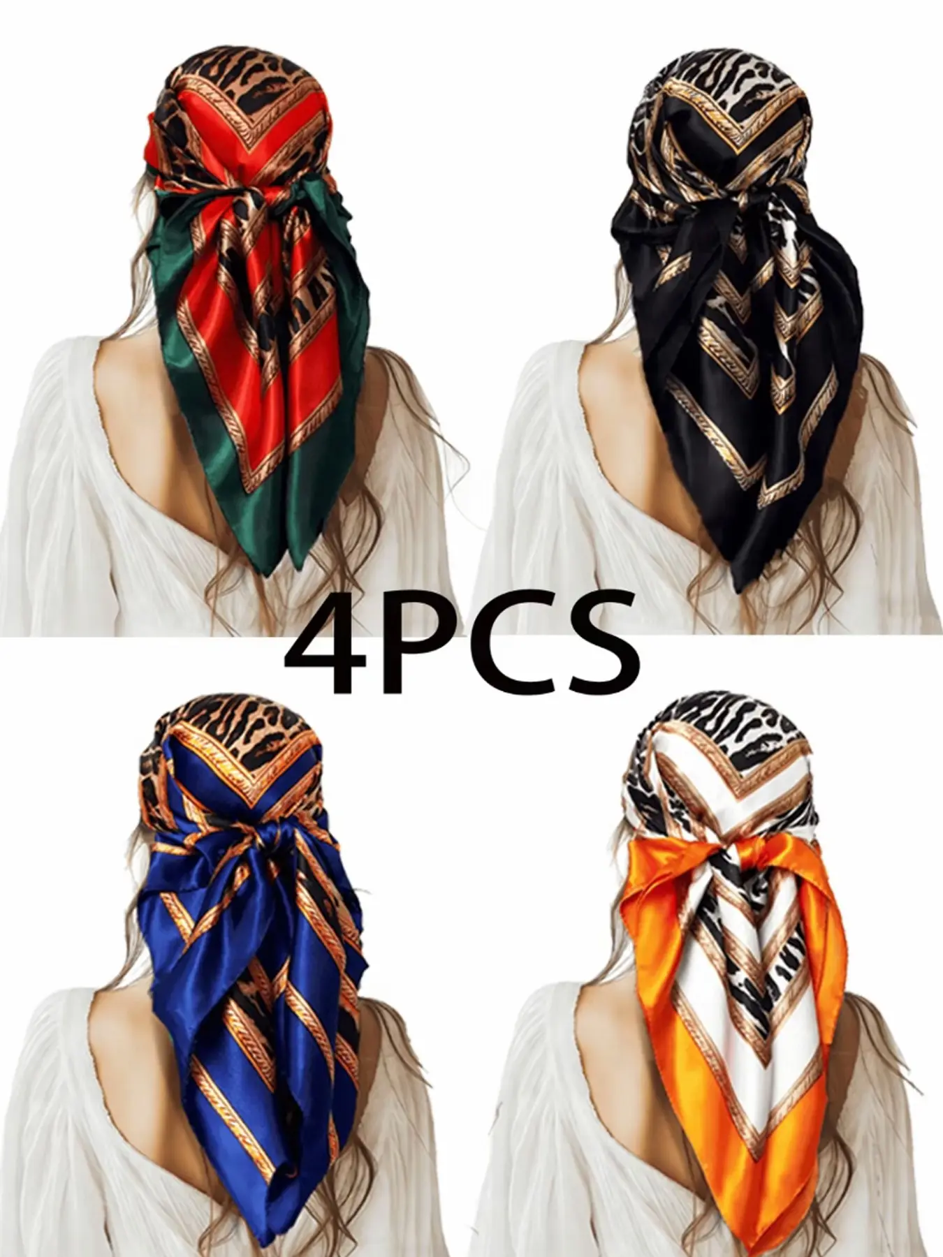New leopard print silk scarf for women, European and American trend versatile shawl, satin headscarf, 90 square scarf for women, Shawl Wrap