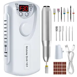 Electric Nail Drill Portable Nail Drill Professional 30000 RPM 13 Salon Quality Drill bits 50 Sanding Bands Portable & Low Noise for Acrylic Nails Gel Polishing Removing Bits Kit for Home Use