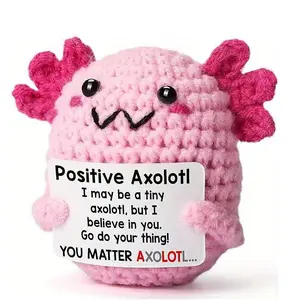 Axolotl Crochet Animal Soft Huggable Inspirational Gift for Friends Sisters Daughters, Positive Decorative Piece for Home Office Desks