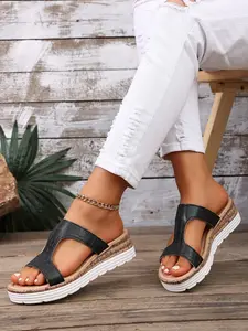 Summer New Open Toe Sandals Women Fashion H-Type Soft Elastic Thick Sole Elevator Slippers Outdoor Casual Beach Vacation Shoes Classic Sandals