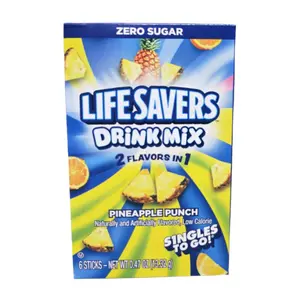 12x Lifesavers Pineapple Punch Drink Mix Singles To Go - Tropical Beverage Powder 12 Count