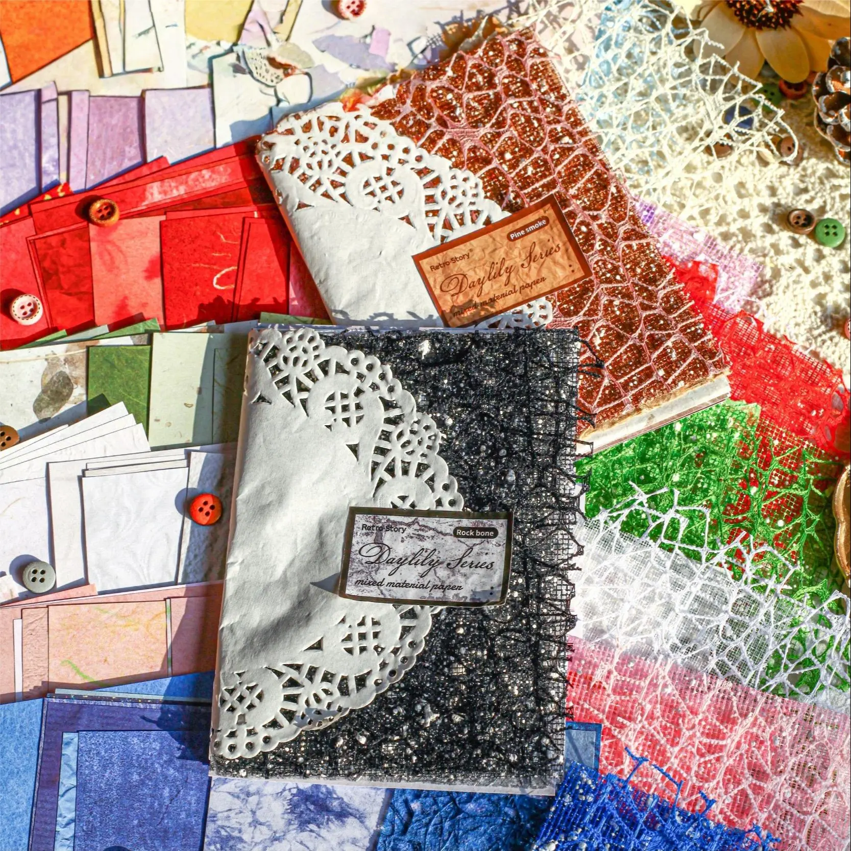 32 Sheets/bag Specialty Color Paper and Mesh Material, Daylily Series Paper for Crafting, Ideal for Daily Origami Projects, Scrapbook Materials