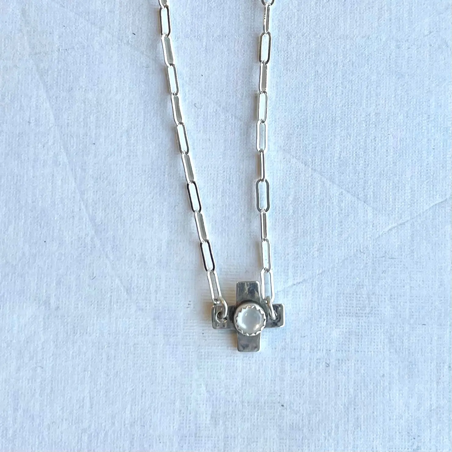 Dainty Kelly Cross with MOP Necklace