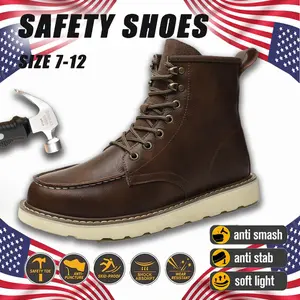Anti Puncture Men's Breathable Work Safety Boots Steel Toe Anti Slip All Seasons Closed Style Boots Anti Crushing