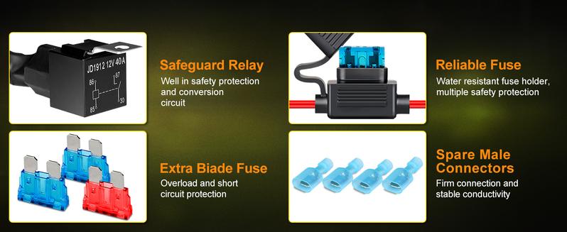 NAOEVO 4 Inch LED Pod Lights, Spot Flood Amber Lights with 2 Leads Wiring Harness, Cube Pods for Truck, Boat, ATV, UTV, 2 Pcs (Yellow)