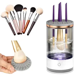 Electric Cosmetic Brush Cleanser Machine - Extra Large, Lightweight Portable Automatic Washer & Dryer, Fast Deep Cleansing, Compact Travel Design for Daily Professional Use