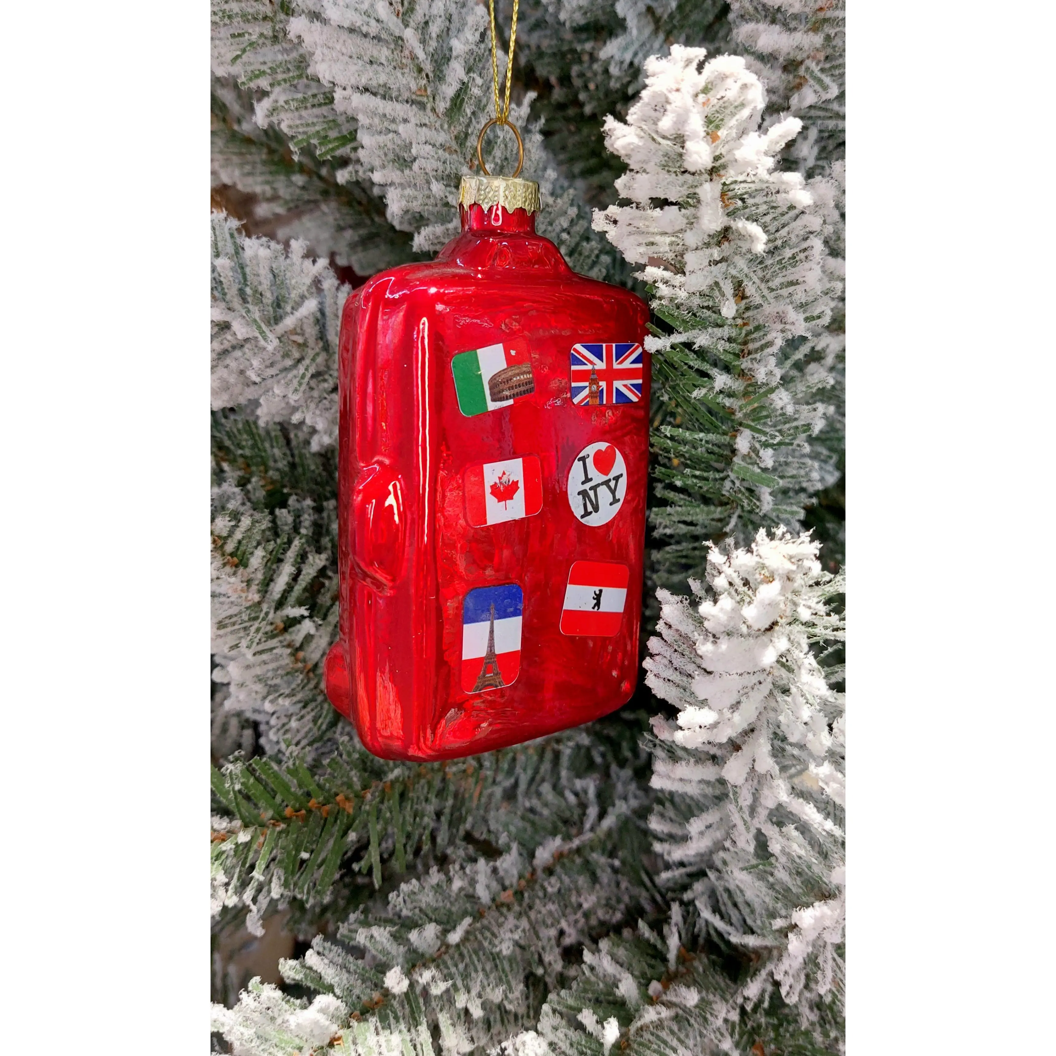 Suitcase Christmas Glass Ornament by Wizardi F07M3-19 HB-SY25075