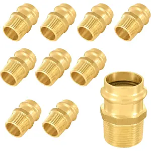 10-Pack  3/4" Copper Press x 3/4" Male NPT Adapter, Brass Press Fitting Adapter Connector for Copper and Pex Tube