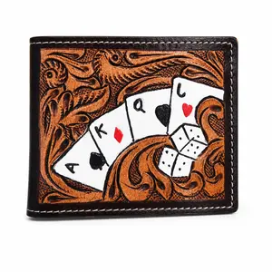 Cowboy Tooled Leather Wallet – Classic Playing Card Design