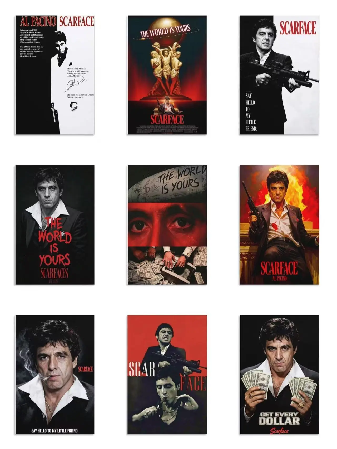 Vintage Scarface Tony Montana Canvas Poster - HD Classic Gangster Movie Wall Art, Retro 80s Film Print, Decor for Man Cave, Living Room, Gift for Movie Lovers, Framed & Unframed, Cool Mafia Boss Wall Plaque., Wall Decor, Classic Scene