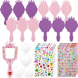 12 Pack Princess Foam Mirror Kits Decorate Your Own Princess Mirrors Party Supplies Kids Unbreakable Toy Crafts for Girls Party Favors Birthday DIY Decorations (Stylish,Purple,Pink)
