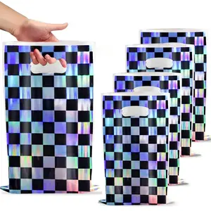 30 Piece Laser Grid Gift Bags, Car Birthday Decoration, Racing Party Favor Bags, Stylish & Durable Design, Perfect for Any Occasion, Set, Loot Bags