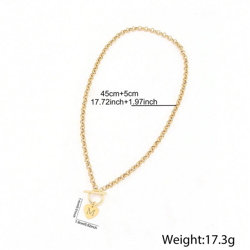 XINCY Initials Necklace 26 English Letters Pendant Simple OT Buckle Non-Fading Love Letter Necklace for Adults Elegant Minimalistic Design Exquisite Jewelry Gift Modern Versatile Accessories
