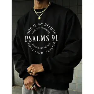 Faith Guardian Sweatshirt! Psalm 91 Religious Text Design, 'god Is My Refuge' Power, Casual Fall Wear, Spiritual Comfort Essential