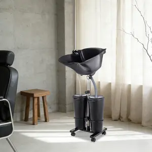 Portable Shampoo Basin Hair Washing Sink Adjustable Height 3.44-4.59ft 2.64 Gal Electric Pump Bucket for Salon Home