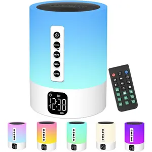 Alarm Clock  , Night Light White Noise Machine Touch Bedside Lamp with Alarm Clock for  Multi-Color Changing Night Light Xmas Gifts for Teenage   Women Teen Girl Gifts