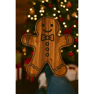 Christmas Gingerbread Man Charcuterie Board | 14x12 Sapele Wood | Laser Engraved Holiday Tray