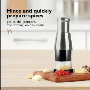 Lishui Weibian E-commerce Co. LTDB Stainless Steel Garlic Press Manual Chopper for Garlic Chili Peppers Mushrooms Onions Herbs Compact Lightweight Utensils