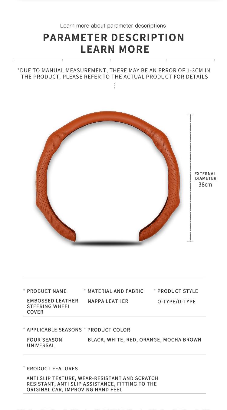 SUPEREVER Napa Leather Car Steering Wheel Cover - 15 Inch, 4-Season Universal Fit, Enhanced Grip, Elevated Style, Non-Bulky & Modern Design, Anti-Slip, Sweat-Absorbent, Comfortable & Premium Quality