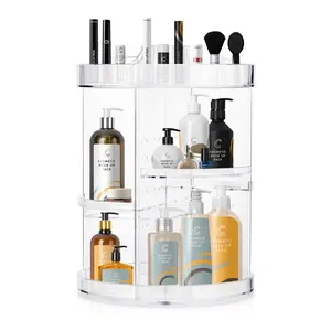 2024 COOLBEAR Rotating Makeup Organizer, 360 Spinning Round Cosmetics Storage for Skincare Cream Perfume Lotion, Save Bathroom Dresser Counter Space (Clear Acrylic) Adjustable Adjustable