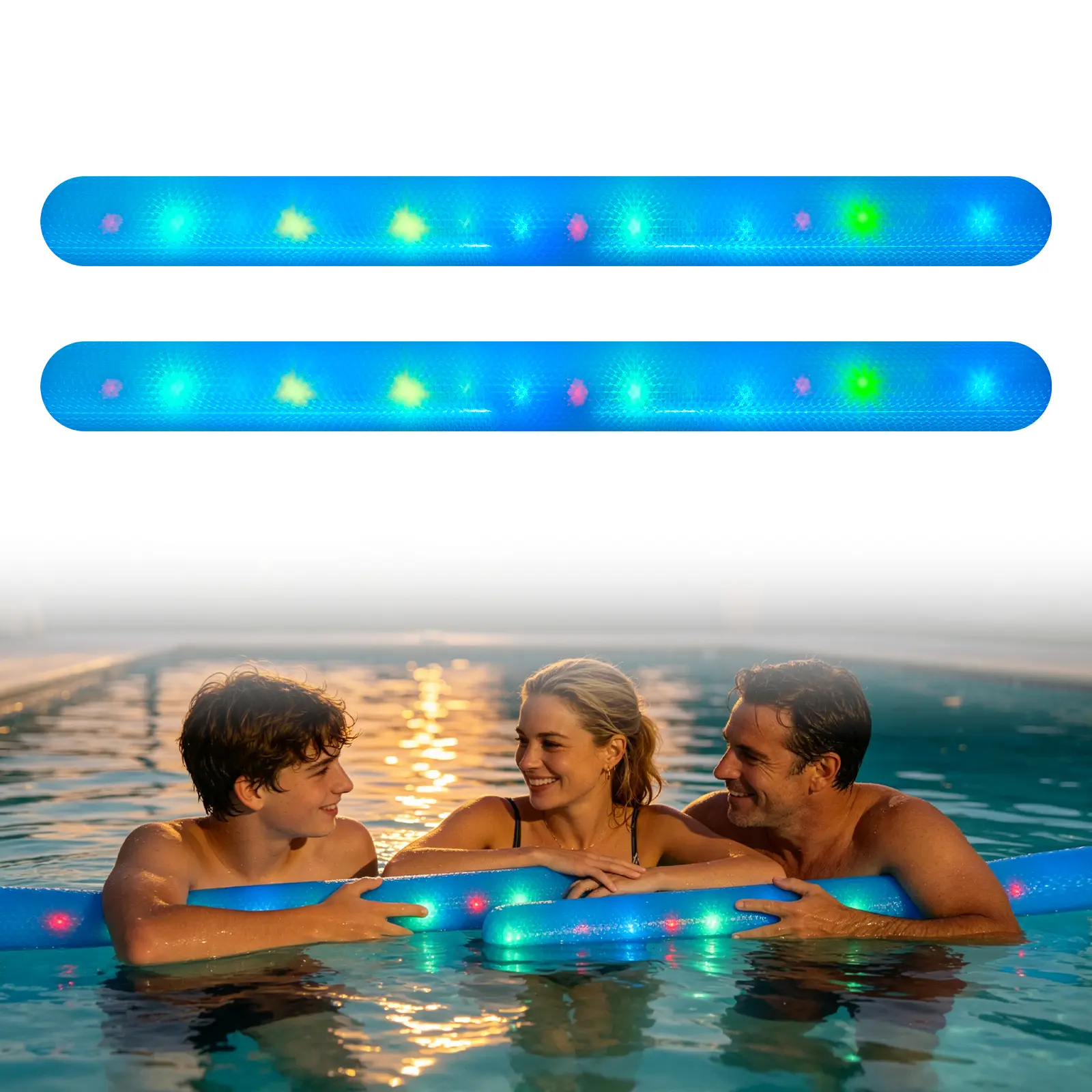 Hikeen LED Inflatable Pool Float, Extra Large Light Up Pool Noodle, Waterproof Glow Pool Float for Pool Party, Night Swimming & Beach Fun, pool party outfit Pool Floaties, Pool Inflatables, Inflatable Pool Floaters
