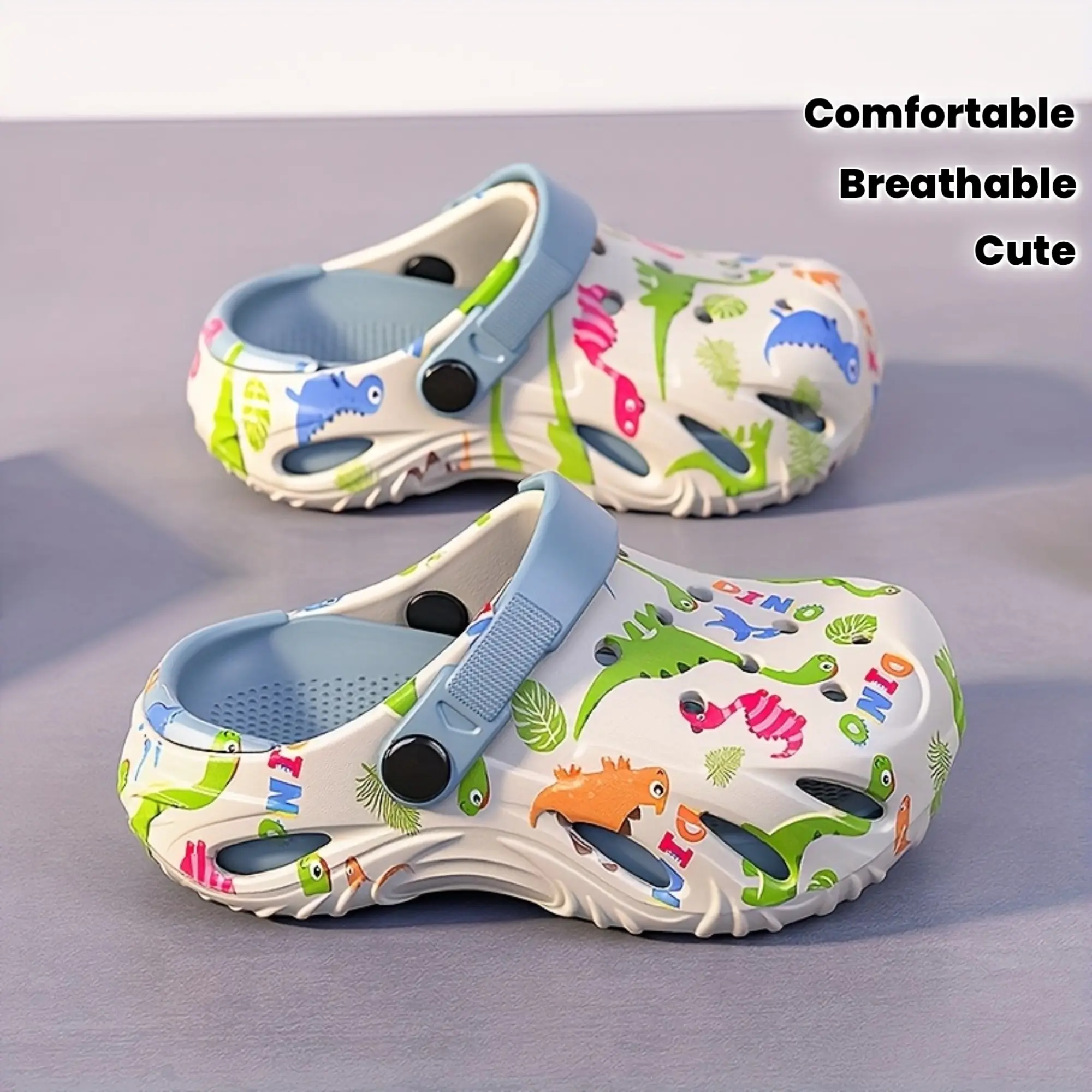 Children's Clogs Summer Thick-Soled Non-Slip Wear- Cute Dinosaur Sandals Outdoor Comfortable Breathable Slip-On Home Clogs
