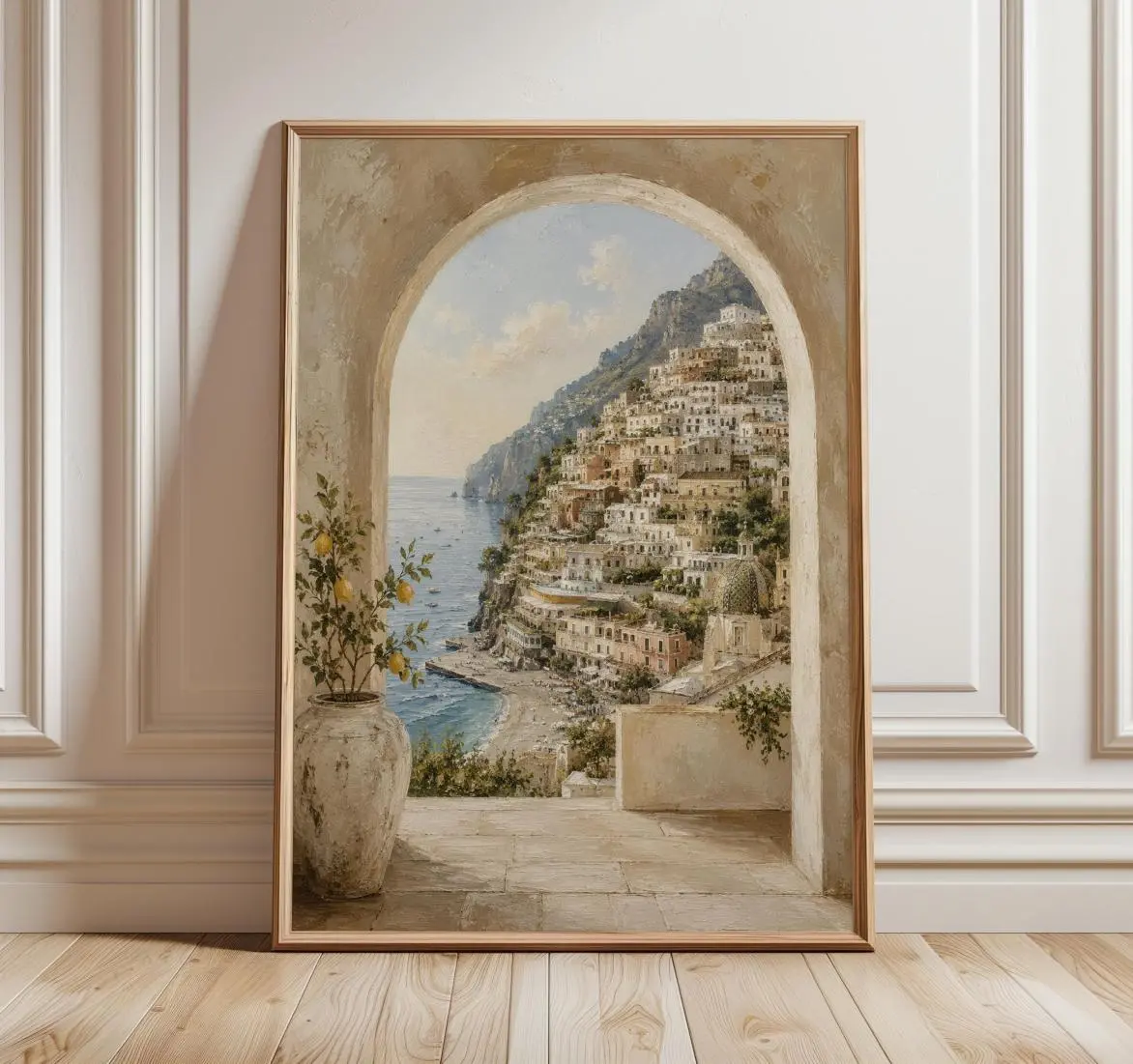 Positano Italy Wall Art Print, Amalfi Coast Archway Painting, Mediterranean Coastal Decor, Boho Italian Travel Poster, Lemon Villa Art, Year-Round Style, Easy to Wear, Fresh Styles, Updated for Today