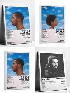 Drake Music Poster Album Cover Poster Wall Decor for Music Lovers Rappers Fans Gift Idea Bedroom Man Cave Male Decor Music Wall Art pop culture art vintage movie canvas