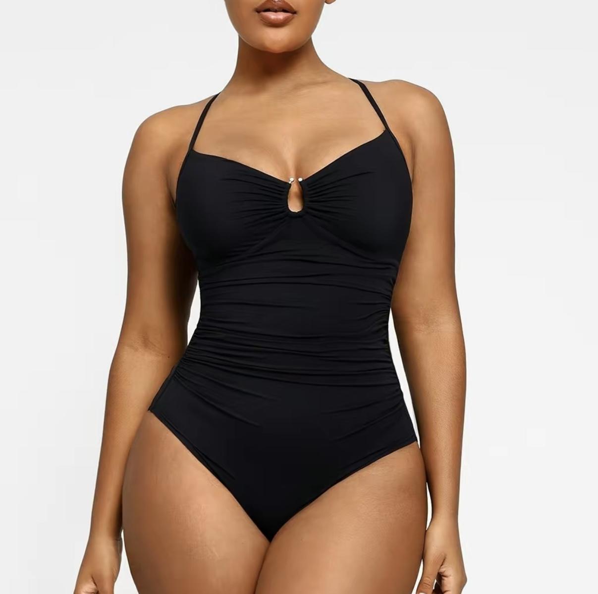 Women's Smart Sculpt Shaping Swimsuit U-Ring Cut Out Slimming Swimwear One Piece Tummy Tucking Bathing Suit
