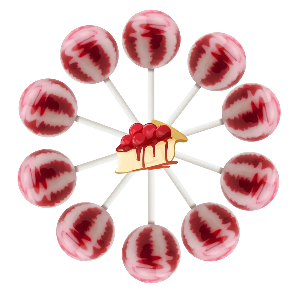 10ct. Cherry Cheesecake Cream Swirl Lollipop Bag 10ct. Cherry Cheesecake Cream Swirl Lollipop Bag