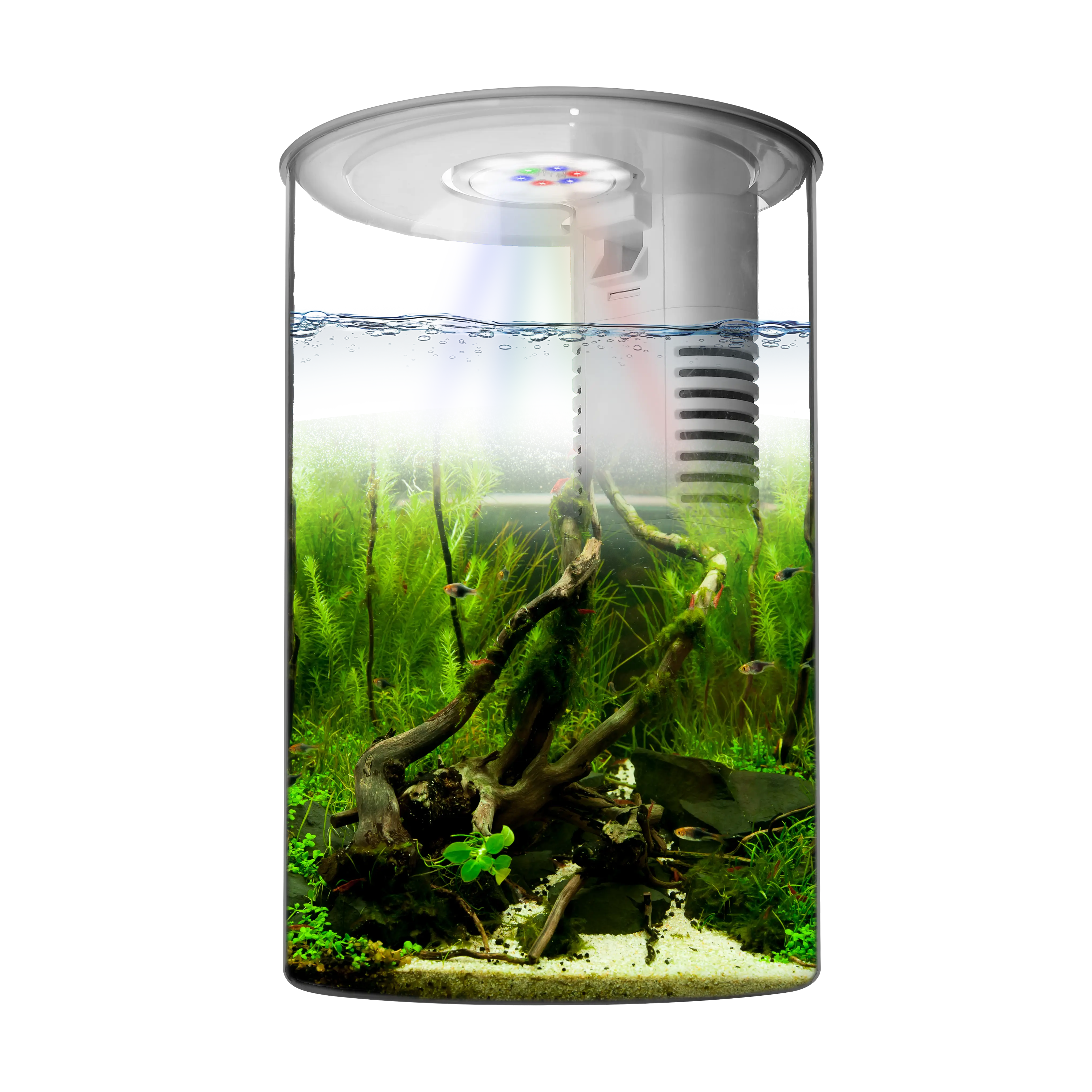Fish Tank Night Light, 3 Gallon Fish Tank with Filter and Light, Self-Cleaning Desktop Aquarium Starter Kit with LED Light, 360 Degree View Suitable for Small Fish, Children's Room and Home Decoration (7 Color Modes, White), Aquarium Night Light