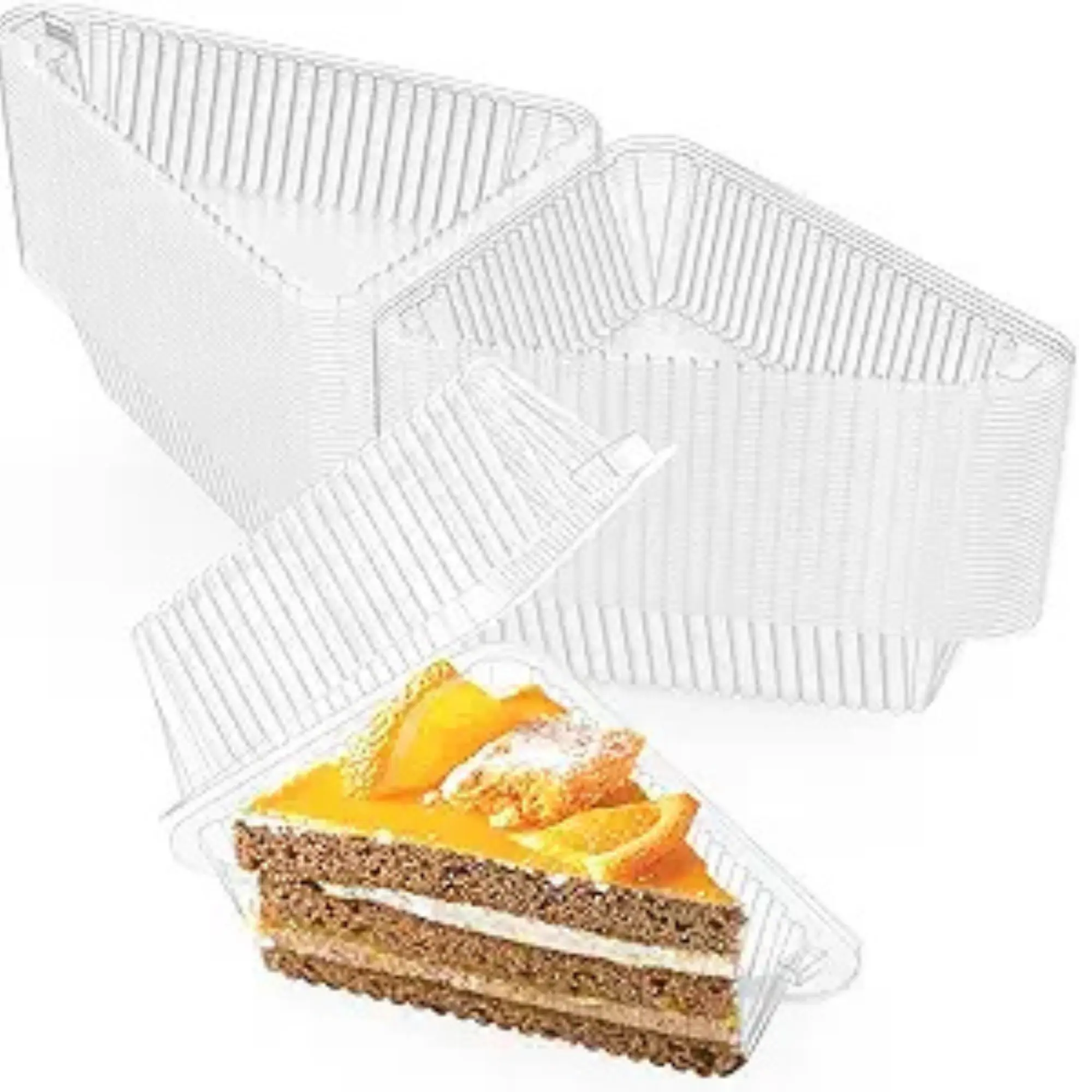 100 Pieces Cake Slice Plastic Containers, 4.33 Inches Hinged Lid Cheese cake Container, for Home, Bakery and Cafe Bakeware Set